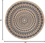 SAFAVIEH Natural Fiber Collection Area Rug - 5' Round, Royal Blue & Natural, Handmade Boho Mandala Braided Jute, Ideal for High Traffic Areas in Living Room, Bedroom (NF802D)