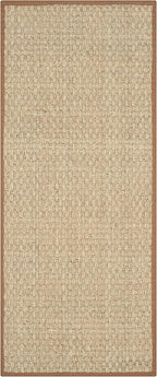 SAFAVIEH Natural Fiber Collection Runner Rug - 2'6" x 14', Natural & Brown, Seagrass, Basketweave Pattern with Border (NF114B)