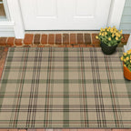 3x4 Washable Rug Indoor Door Mat - Large Entryway Rug, Non Slip Farmhouse Decor for Kitchen Floor, Non Shedding Easy Jute Beige & Sage Decor