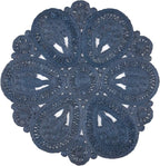 SAFAVIEH Area Rug 4' Round - Natural Fiber Collection - Navy, Handmade Jute, Decorative Boho Floral Design (NF360N)