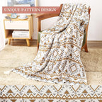 Knitted Queen Size Throw Blanket - Lightweight Breathable Summer Soft Blanket of Polyester Imitation Cotton for Anti-Static,Luxury Throws for Bed, Couch and Sofa,Yellow Tassel Pattern