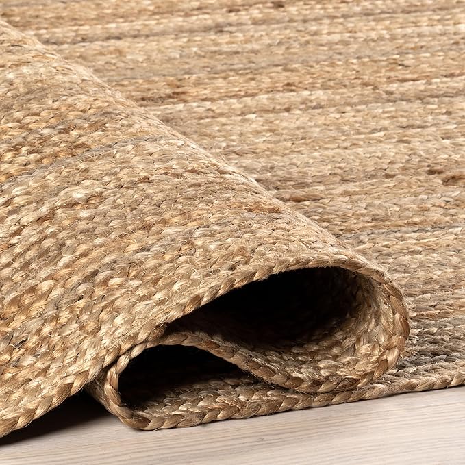 nuLOOM Oval 2x4 Rigo Jute Hand Woven Area Rug, Natural, Solid Farmhouse Design, Natural Fiber, For Bedroom, Living Room, Dining Room, Hallway, Office, Kitchen, Entryway
