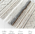 BlissBlush Long Vertical Wall Hanging Tapestry Woven Boho Farmhouse Decor Gray Cream Tassel Handmade Wall Art Decoration for Bedroom Living Room Dorm Nursery Apartment, 16x39 INCH