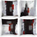 COLORPAPA Red and Black Throw Pillow Covers 20x20 Set of 4 Decorative Cushion Cover Grey Abstract Art Painting Pillowcase for Sofa Bedroom Living Room Décor