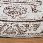 SAFAVIEH Vintage Hamadan Collection Area Rug - 6'7" Round, Brown & Ivory, Traditional Persian Design, Non-Shedding & Easy to Clean, Ideal for Living Room, Bedroom, Dining Space (VTH211T)