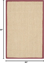 SAFAVIEH Area Rug 5x8 - Natural Fiber Collection - Maize & Burgundy, Sisal, Woven Design with Border (NF141D)