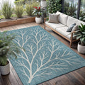 Washable Indoor Outdoor Rug 5x7 Modern Area Rugs Branch Pattern Non Shedding Waterproof Easy Clean Patio Deck Porch Living Room Bedroom Garden RV (5 X 7 Aqua)