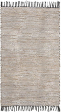 SAFAVIEH Vintage Leather Collection Accent Rug - 2' x 3', Silver, Handmade Boho Fringe Leather & Jute, Ideal for High Traffic Areas in Entryway, Living Room, Bedroom (VTL203G)