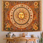 Accnicc Vintage Sun and Moon Tapestry Boho Yellow Orange Indie Wall Tapestry for Bedroom Aesthetic Sunflower Small Hippie Fall Tapestries Wall Hanging for Living Room Dorm 60 x 44 Inch