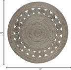 SAFAVIEH Area Rug 11' Round - Natural Fiber Collection - Large - Grey, Handmade Jute, Boho Farmhouse Braided Design (NF364C)