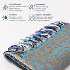 Boho Throw Blanket, Chenille Jacquard Tassels Throw Blankets for Bed Couch Sofa Chair，Bohemian Decor Couch Cover (Purple, Large 86 * 102Inches)
