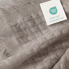 Exclusivo Mezcla Twin Size Knit Blanket with Fringes for Bed, Reversible Super Soft and Warm Woven Boho Throw for All Season, Home Decor, 60"x80", Taupe