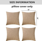 Home Brilliant Burlap Pillow Covers Set of 4 Lined Linen Square Throw Pillow Case Cushion Covers for Sofa Couch Bench Living Room Holiday Decor, 18x18 inch, Natural Linen, Set of 4
