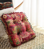 Round Cushion Sofa Cushion Soft Throw Pillow Meditation Pillow Living Room Window Balcony Decoration Pillow (15.7in, Red Square)