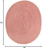 Unique Loom Braided Jute Collection Area Rug - Dhaka (7' 10" x 10' Oval, Light Pink)