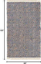 SAFAVIEH Area Rug 8x10 - Natural Fiber Collection - Large - Tropical Blue & Natural, Handmade Jute, Boho Style, Diamond Pattern, Ideal for Living Room, Bedroom, Dining Space (NF266D)