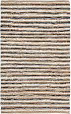 SAFAVIEH Cape Cod Collection Accent Rug - 3' x 5', Natural & Navy, Handmade, Braided Design, Ideal for The Living Room, Bedroom, Dining Room (CAP151N-3)