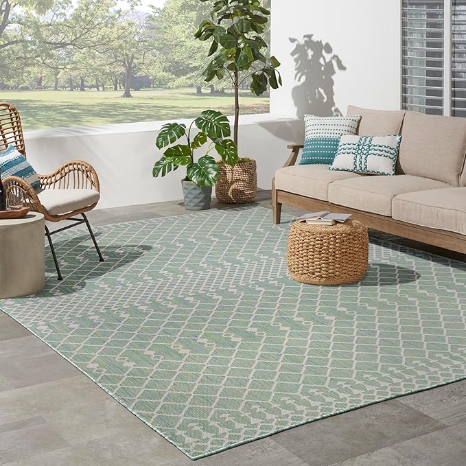 Nourison Home Positano Blue Green 8' x 10' Area Rug - Easy Clean, Non Shedding, Bed Room, Living Room, Dining Room, Kitchen (8' x 10')