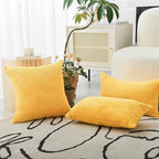 Home Brilliant 12 x 20 Spring Pillow Covers Set of 2 Plush Striped Corduroy Velvet Rectangular Throw Pillow Covers for Chair Couch Decor Lumbar Pillows, 12 x 20 inch, Sunflower Yellow