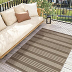 Lahome Elance Striped Easy Jute Porch Rug, 3x5 Washable Rugs for Entryway Living Room, Farmhouse Nature Non Slip Non Shedding Indoor Outdoor Carpet for Entry Classroom Patio, Khaki