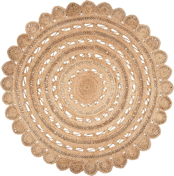 SAFAVIEH Natural Fiber Collection 11' Round Natural NF805B Handmade Boho Farmhouse Country Braided Premium Jute Entryway Foyer Living Room Bedroom Kitchen Area Rug