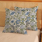 Boho Navy Blue Pillow Covers 18x18 Inch Set of 2 Blue Sage Green Floral Throw Pillows Vintage Flower Outdoor Decorative Pillow Cases Farmhouse Linen Cushion Cover Decor for Couch Sofa Decor