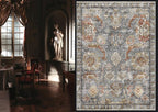 RUGSURE Washable Area Rugs - Perfect for Living Room, Bedroom, Kids Room, Nursery - Stain & Water Resistant Non-Slip, Pet & Child Friendly, Vintage Tribal Area Rugs (Turmeric and Grey, 4' x 6')