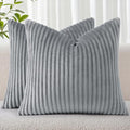 Simmore Decorative Spring Euro Sham Throw Pillow Covers 22x22 Set of 2, Soft Natural Plush Flannel Double-Sided Fluffy Couch Pillow Covers for Sofa Living Room, Grey