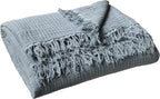KyraHome 100% Cotton Throw Blankets for Couch, 60"x80" Plant-Dyed Breathable Lightweight Gauze Soft Muslin Throw Blankets for Adults, All Season (Slate Blue)