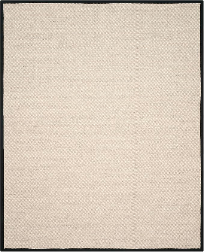 SAFAVIEH Area Rug 11x15 - Natural Fiber Collection - Large - Marble & Black, Sisal, Woven Design with Border (NF143A)