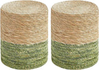 Wimarsbon 2Pcs Pouf Ottomans, Natural Seagrass Foot Stool, Hand Weaving Round Ottoman, Boho Decorative Seat, Jute Braided Pouffe Poof Accent Sitting Footrestfor Living Room