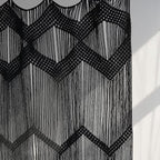 Flber Macrame Curtain Black Boho Window Macrame Doorway Curtain Macrame Wall Decor Bedroom Headboard Decor,42" Wx76 H