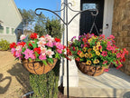 HyeFlora Artificial Faux Hanging Plants Flowers Basket for Spring Summer Outdoor Outside Decoration, Fake Silk Colorful Daisy Eucalyptus in Planter UV Resistant Realistic for Porch Patio Balcony Yard