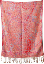 Achillea Reversible Paisley Pashmina Rave Scarf – Exotic Indian Shawls and Wraps for Evening Dresses, Festivals, All Seasons