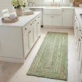 SAFAVIEH Cape Cod Collection Runner Rug - 2'3" x 8', Green & Natural Brown, Handmade Jute & Cotton, Woven Braided Design (CAP202Y)