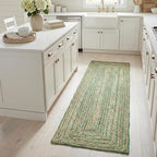 SAFAVIEH Cape Cod Collection Runner Rug - 2'3" x 8', Green & Natural Brown, Handmade Jute & Cotton, Woven Braided Design (CAP202Y)