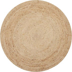 · REDEARTH · Round Area Rug - 4 Feet Braided Natural Jute with Non-Skid Backing - Handwoven Boho Rug for Bedroom, Kitchen, Living Room - Farmhouse Aesthetic Home Decor - Durable Handmade Rug