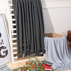 NTBAY Acrylic Knitted Oversized 60x80 Twin Throw Blanket, Lightweight and Soft Cozy Decorative Woven Blanket with Tassels for Travel, Couch, Bed, Sofa, 60x80 Inches, Dark Grey Checkered