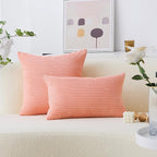 Home Brilliant Pink Pillow Covers 60x60 cm Set of 2 Plush Velvet Corduroy Throw Euro Pillow Sham Soft Pillow Cover for Daily Gifts, 24 x 24 inch, Coral