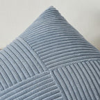Topfinel Dusty Blue Throw Pillow Covers 16x16 Set of 2, Soft Corduroy Couch Decorative Pillow Covers Windmill Textured Striped Patchwork Cushion Cover for Bedroom Living Room Boho Home Decor