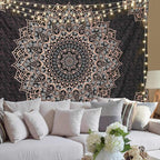 Edeesky Black Mandala Tapestry Wall Hanging Psychedelic Wall Tapestry Aesthetic Indian Hippie Decor Bohemian Art Boho Home Decoration for Bedroom,Living Room,Dorm