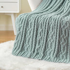 Battilo Sage Green Throw Blanket for Couch, 51"x67", Soft Cozy Chenille Throw Blanket, Knit Blanket Sage Throw, Decorative Boho Throw Blanket for Living Room