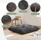 35" Washable Floor Pillow Cushion for Adults, Meditation Cushion Pillow, Extra Large Square Floor Sitting, Removable Tufted Corduroy Cover, for Tatami Living Room or Yoga, Dark Grey, Machine Washable