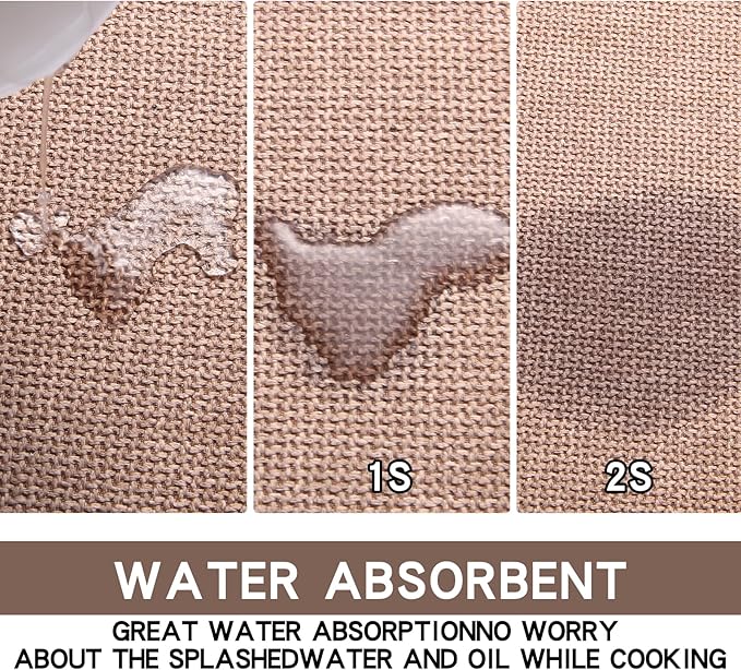 Kitchen Mat Set of 2 PCS, Cushioned Non Slip Rugs for Kitchen Floor, Absorbent Runner Comfort Standing Mats Washable for Kitchen, Office, Home (Camel, 17.3"x47"+17.3"x71")