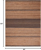SAFAVIEH Area Rug 8x10 - Natural Fiber Collection - Large - Natural & Brown, Handmade Braided Jute, Stripe Pattern, Ideal for Living Room, Bedroom, Dining Space (NFB262T)