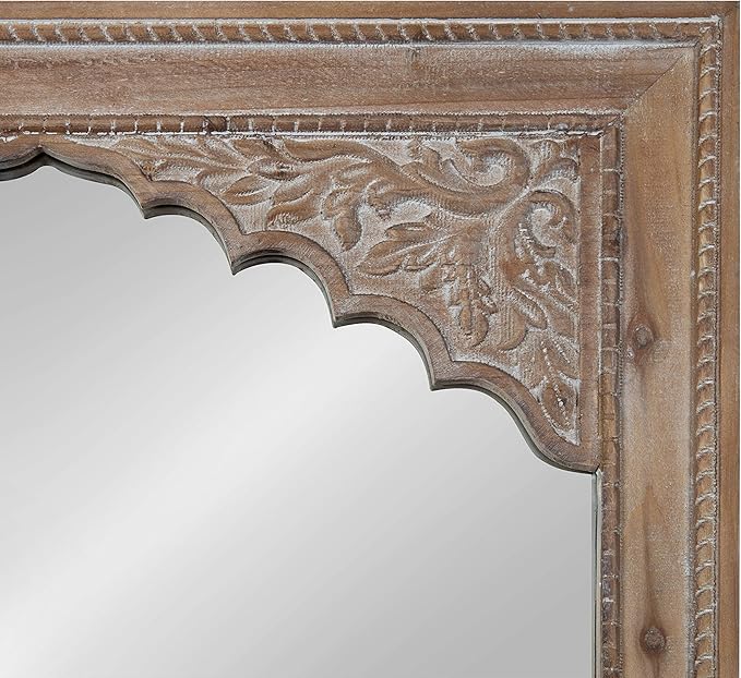 Kate and Laurel Shivani Boho Wall Mirror, 24 x 36, Rustic Brown, Farmhouse Wall Decor with Ornate Detailing