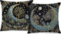 Vintage Dark William Morris Moon Night Forest Decor Pillow Covers 18x18 Set of 2,Black Forest Decor,Dark Dcademia Floral Decorative Throw Pillow Covers for Home Bedroom Living Room