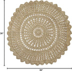 Ramanta Home Jute Handmade Natural Crochet Woven Rug 3 Feet Round, Anti- Slip Circle Boho Farmhouse Accent Area Rugs for Living Room, Kitchen, Bedroom | Nursery Costal Neutral Floor Patio Mat