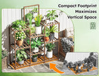 EnHomee Plant Stand, 8 Tiers Indoor Plant Stand for Multiple Plants Pot, Wood Plants Shelves for Living Room, Patio, Balcony, Yard, Garden, 34.3" W x 11.8" D x 47.2" H