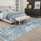 Runner Rug 2x8 Washable Non-Slip Hallway Runner Rugs for Kitchen Bathroom Laundry Room Blue/Grey Vintage Floor Carpet Runners for Hallways Entryway